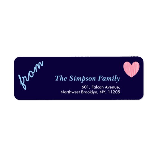 Étiquette Love Holiday Collection Pink Heart Adresse de reto (Devant)