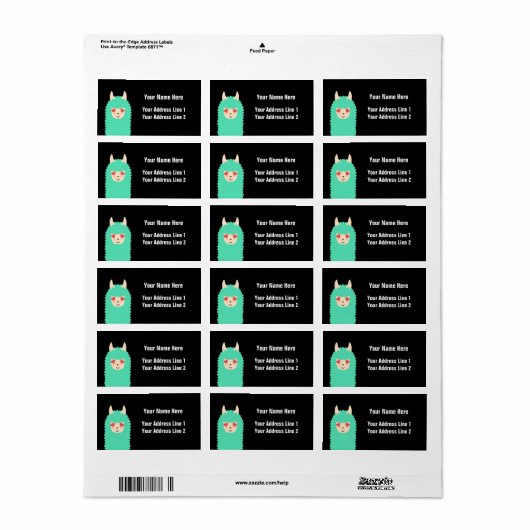 Étiquette Love Llama Emoji (Feuille entière)