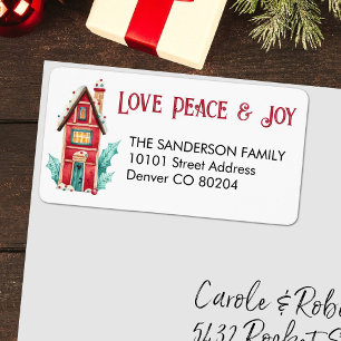 Étiquette Love Peace & Joy Magical House Nom du retour Adres