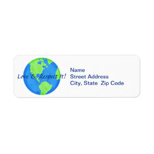 Étiquette Love Respect Earth Globe Retourner l'adresse Label