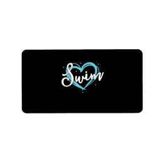 Étiquette Love Swim Team Heart Lover Blue Swimmer