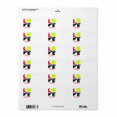 Étiquette Love tennis (Feuille entière)