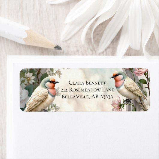 Étiquette LoveBird Floral Return Address Label (En situation)