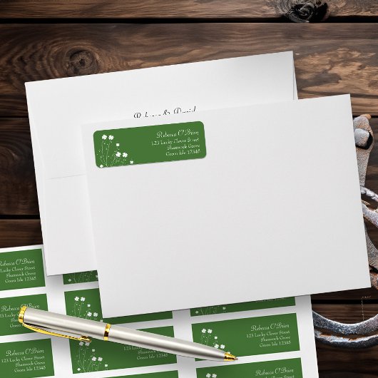 Étiquette Lucky Four Leaf Clover Fête des mariées Adresse