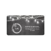 Étiquette Lumières à cordes Mason Mariage noir blanc (Devant)