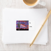 Étiquette Lumières de Noël dans le désert Saguaro Cactus (En situation)