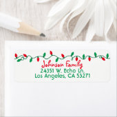 Étiquette Lumières de Noël rouges et vertes (En situation)