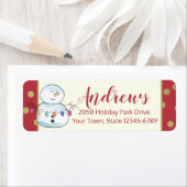 Étiquette Lumières Snowman et String Adresse (En situation)