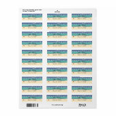 Étiquette Lumières turquoise & Blue Beach & String (Feuille entière)