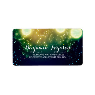 Étiquette Lumières turquoises de lanterne Mariage romantique