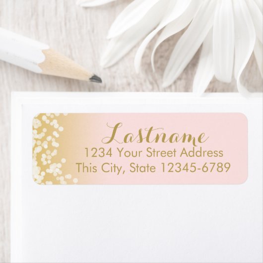 Étiquette Luminaires à double plis rose et or (En situation)