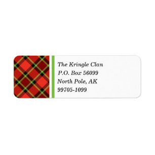 Étiquette Lumineux rouge et vert Noël Plaid