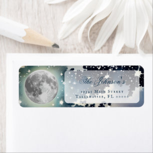 Étiquette Lunar Night Sky Mariage Adresse
