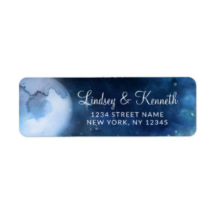 Étiquette Lunar Sky Pleine lune Stars Mariage Adresse de ret