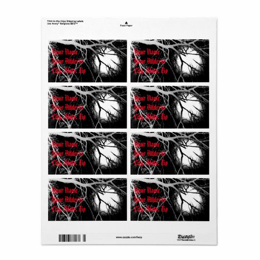 Étiquette Lune (Feuille entière)