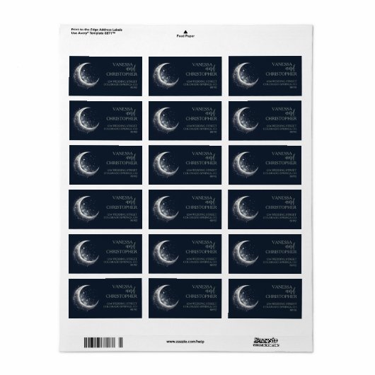 Étiquette Lune céleste (Feuille entière)