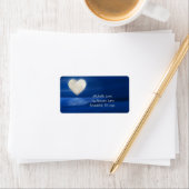 Étiquette Lune de coeur avec neige Plage couverte Adresse hi (En situation)