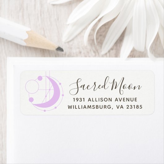 Étiquette Lune géométrique métaphysique Minimaliste violet (En situation)