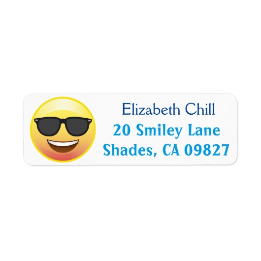Étiquette Lunettes de soleil cool Happy Emoji Adresse de ret (Devant)