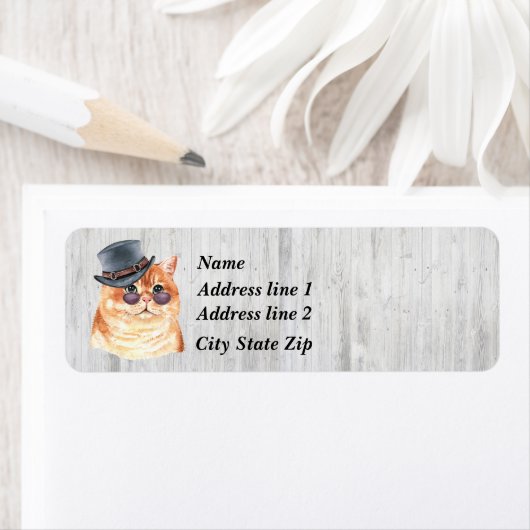 Étiquette Lunettes De Soleil De Chat À Tabby Sucrées Et Casq (En situation)