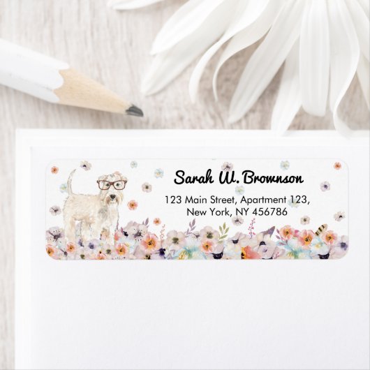 Étiquette Lunettes de vue rétro pour chien roux irlandais Te (En situation)