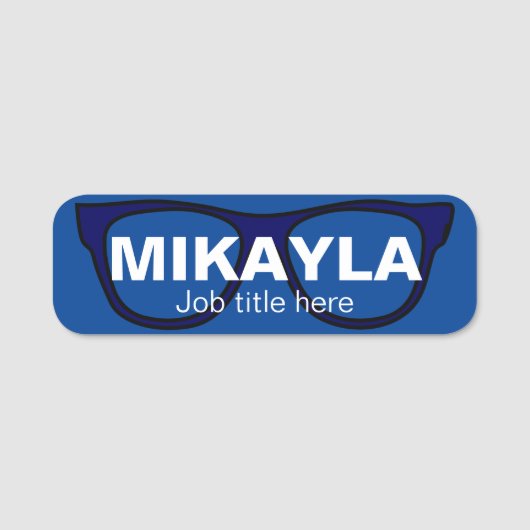 Étiquette Lunettes de vue sur le nom bleu (Devant)