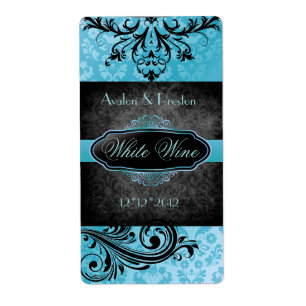 Étiquette Luscieux Vintage Turquoise Scroll Mariage Étiquett