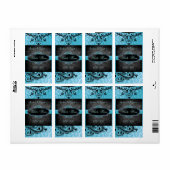 Étiquette Luscieux Vintage Turquoise Scroll Mariage Étiquett (Feuille entière)