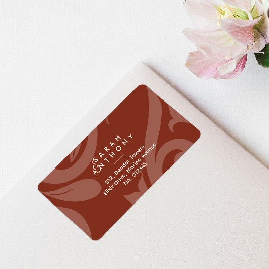 Étiquette Lush Sienna Damask Classic Mariage Adresse