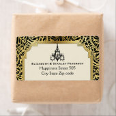 Étiquette Lustre Art déco noir, mariage or (En situation)