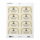 Étiquette Lustre et bordure Art déco mariage beige (Feuille entière)