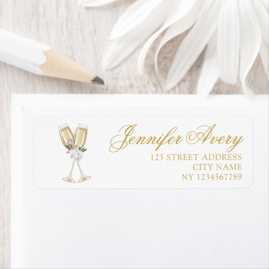 Étiquette Luxe Champagne Anniversaire Adresse (En situation)