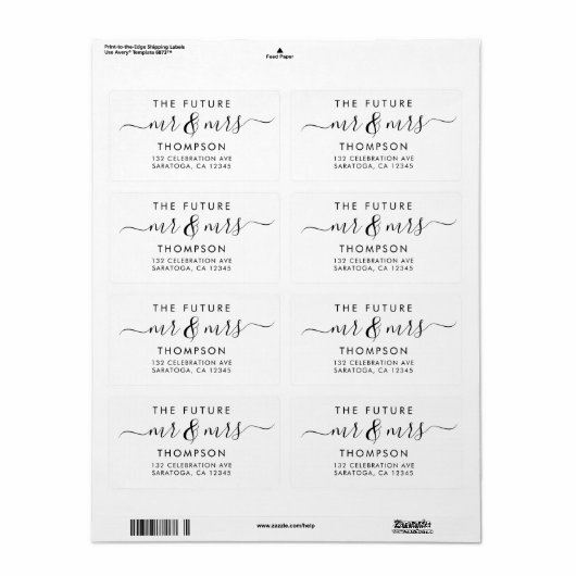 Étiquette Luxe Elegant Future MR et MRS Script Modern Lab (Feuille entière)