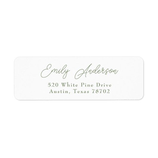 Étiquette Luxe Elegant Sage Green White Adresse de retour 4 (Devant)