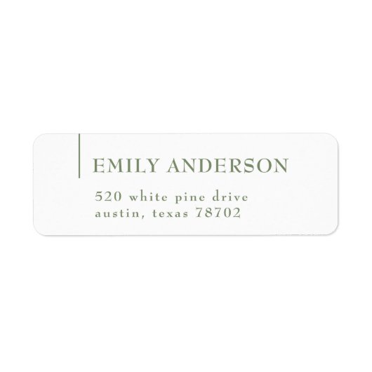 Étiquette Luxe Elegant Sage Green White Adresse de retour 5 (Devant)
