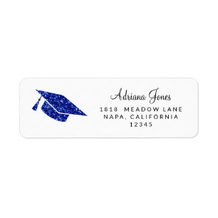 Étiquette Luxury Blue Parties scintillant Graduation Casquet
