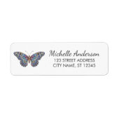 Étiquette Luxury Sparkling Glitter Butterfly Return Address  (Devant)