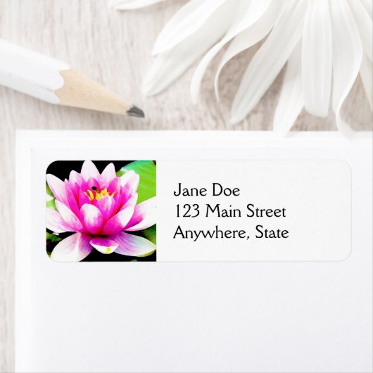 Étiquette Lys d'eau rose (En situation)