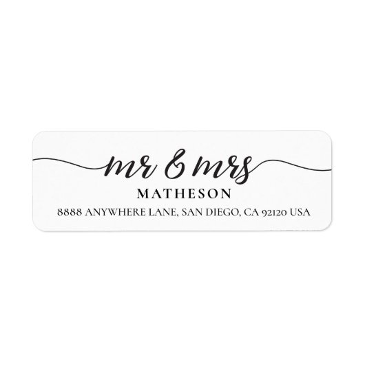 Étiquette M. et Mme Elegant Modern Script récemment mariés (Devant)