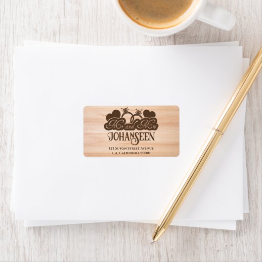 Étiquette M. et Mme Elegant Simple Rustic Wood Mariage (En situation)