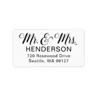 M. et Mme Mariage Newlyhed Adresse de retour Étiqu
