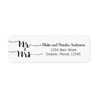 Étiquette M. & Mme Black White Adresse de retour personnalis
