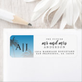 Étiquette M. Mme Monogram Beach Mariage Retour Adresse (En situation)