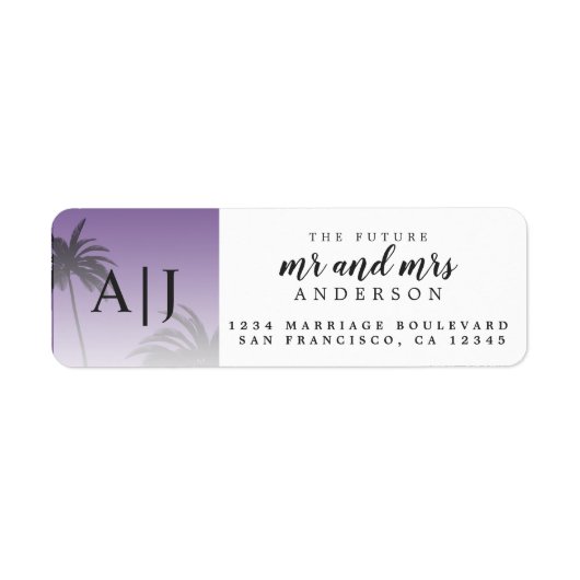 Étiquette M. Mme Monogram Beach Mariage Retour Adresse (Devant)