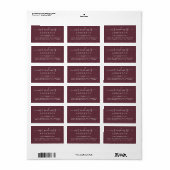 Étiquette M. Mme Script Burgundy Mariage Adresse de retour (Feuille entière)