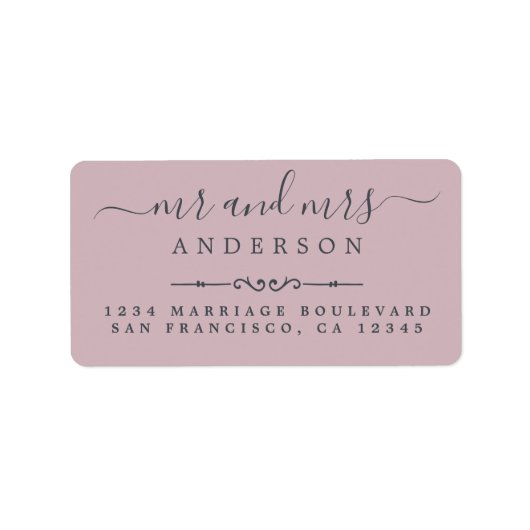 Étiquette M. Mme Script Pastel Purple Mariage Adresse de ret (Devant)
