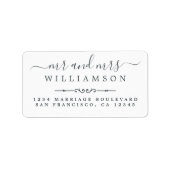 Étiquette M. Mme Script Rustic Simple Mariage Adresse de ret (Devant)