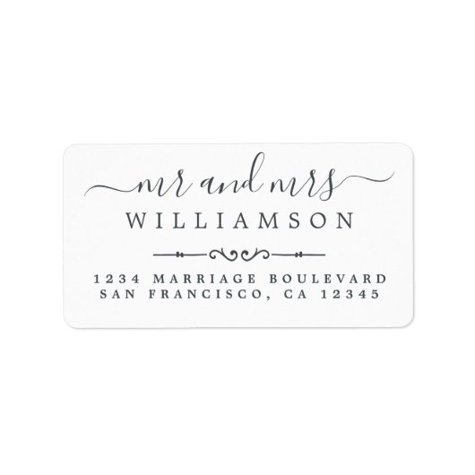 Étiquette M. Mme Script Rustic Simple Mariage Adresse de ret (Devant)
