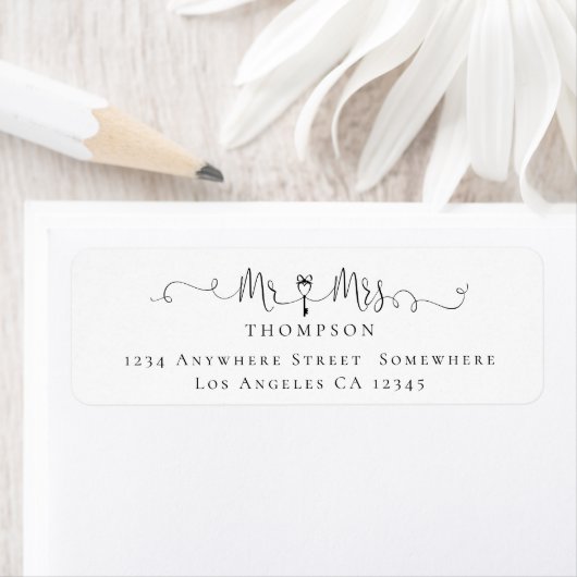 Étiquette M. Mme. Symbole clé Script Nom de retour Adresse (En situation)