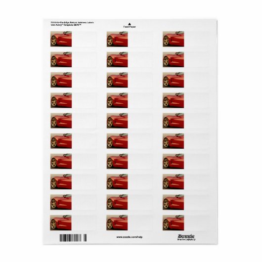 Étiquette Ma Corvette rouge (Feuille entière)